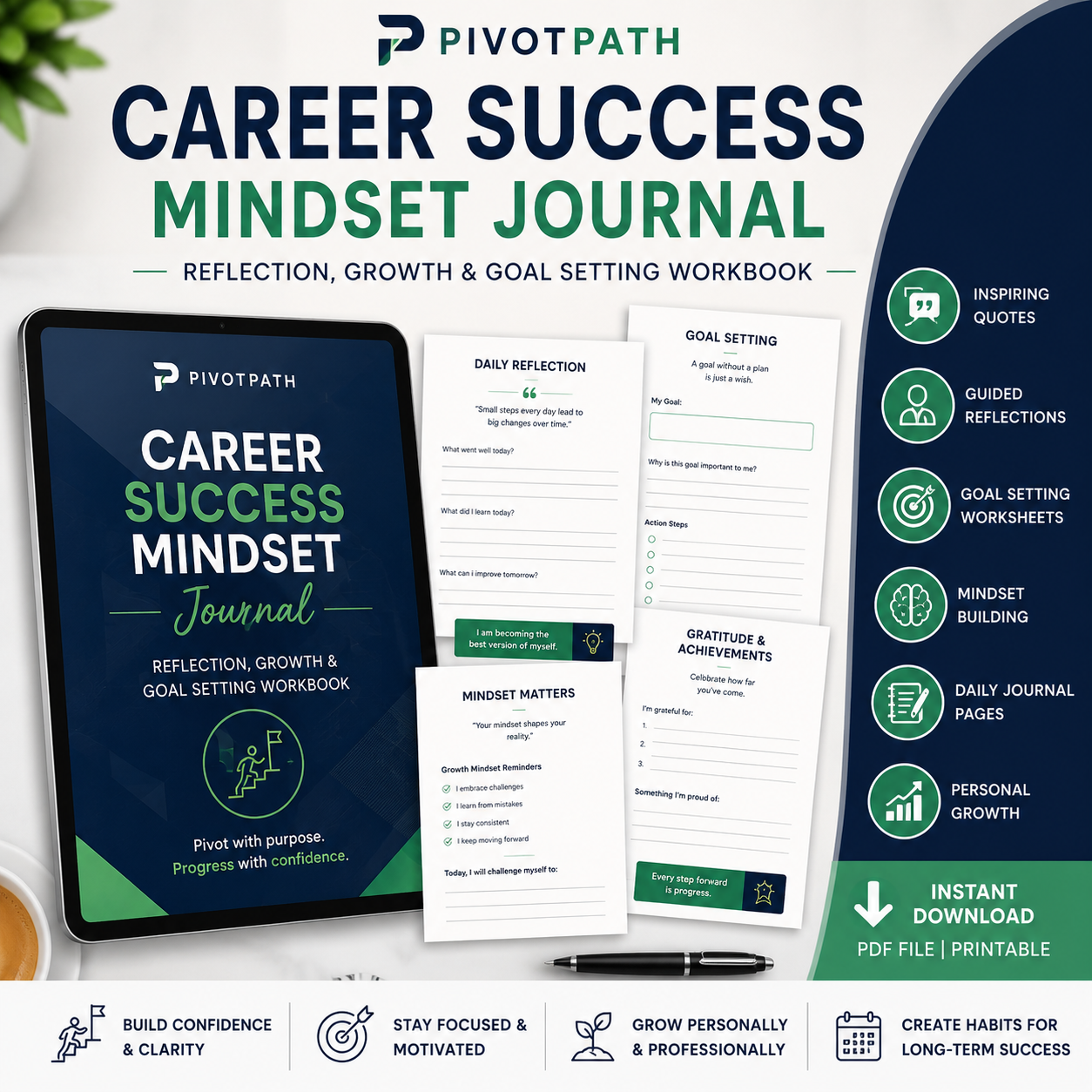 Career Success Mindset Journal, Motivation & Career Success